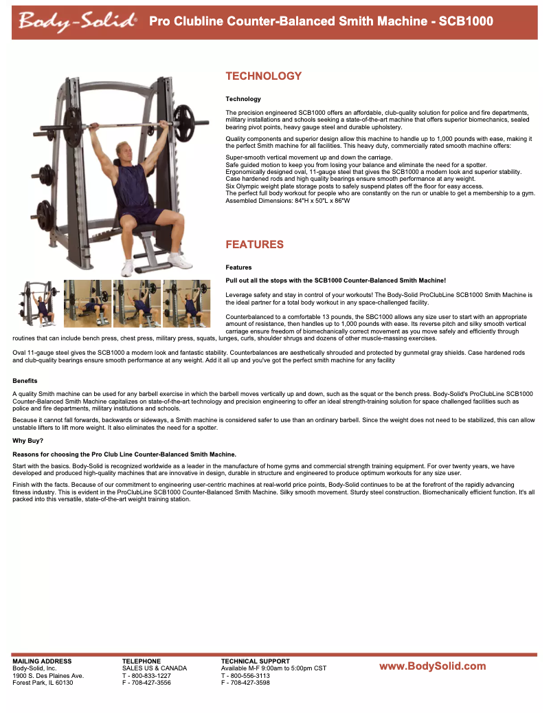 Page n°1 - Fiche technique Body-Solid SCB1000