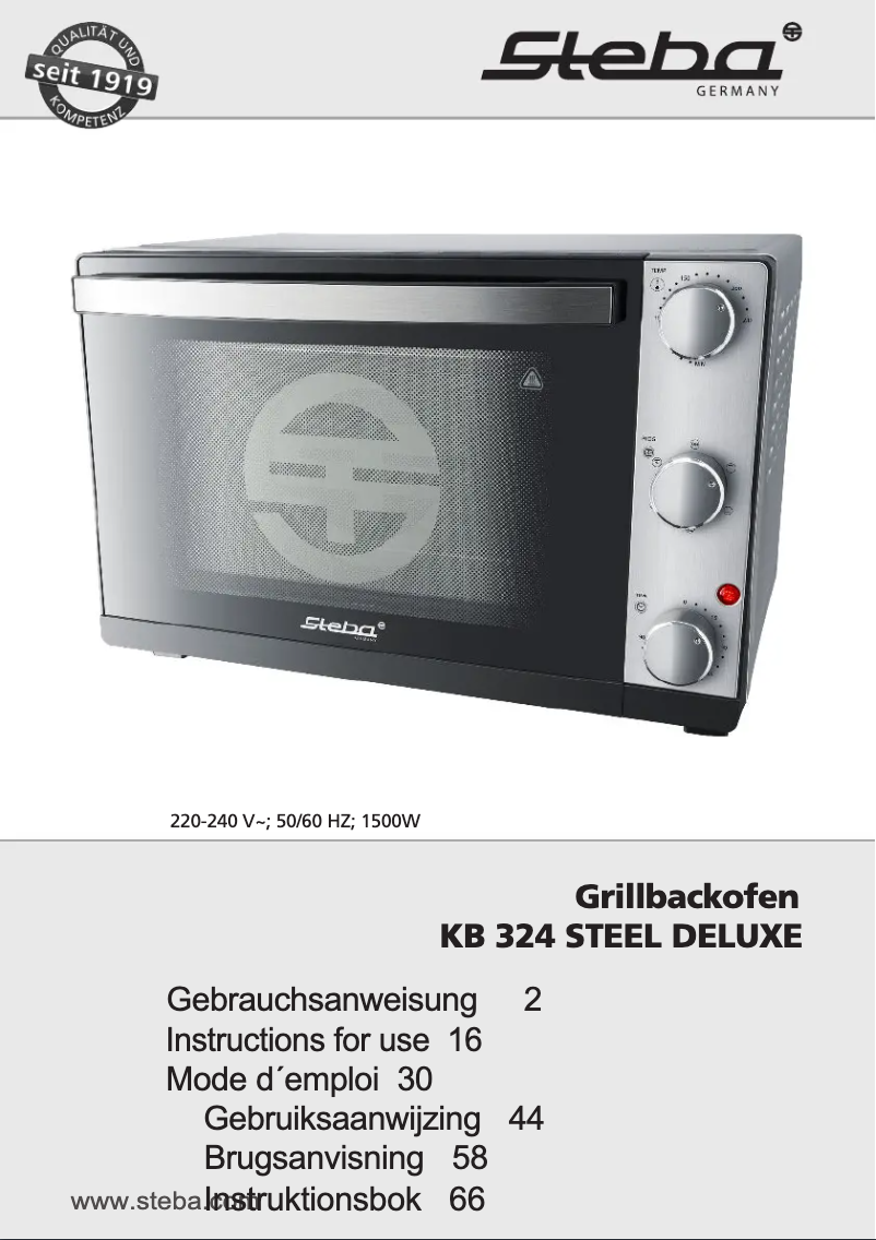 Page 1 de la notice Manuel utilisateur Steba KB 324 STEEL DELUXE