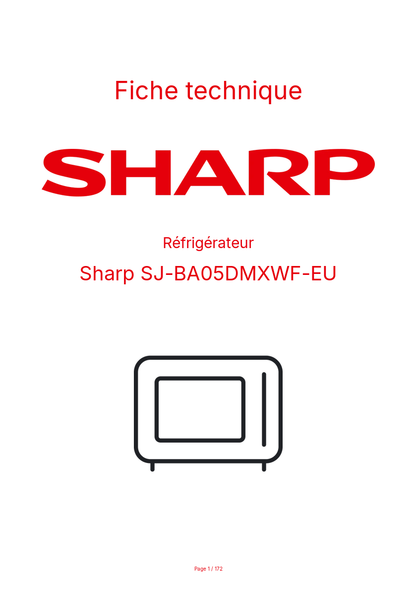 Page n°1 - Fiche technique Sharp SJ-BA05DMXWF-EU