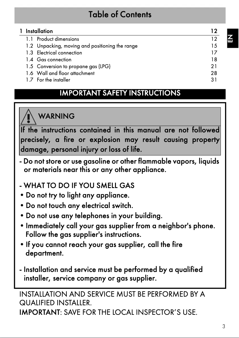 Page n°1 - Fiche technique Smeg SPR36UGMX