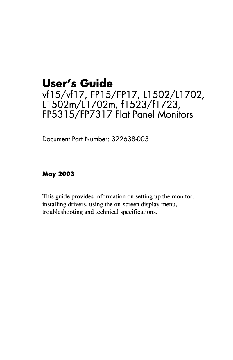 Página 1 del manual Manual de usuario HP L1702