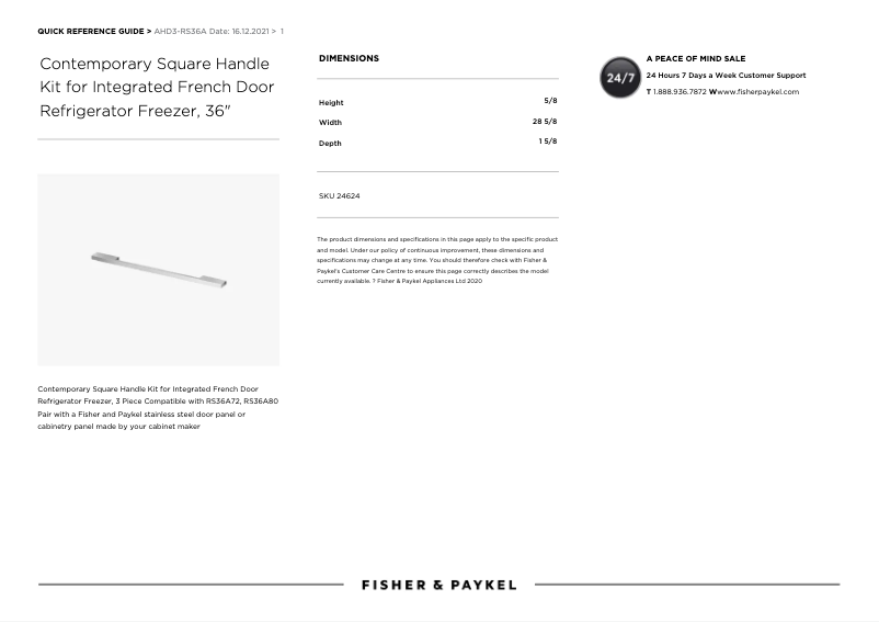Page 1 de la notice Manuel utilisateur Fisher & Paykel AHD3-RS36A