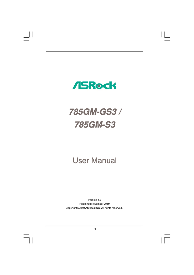 Página 1 del manual Manual de usuario Asrock 785GM-S3