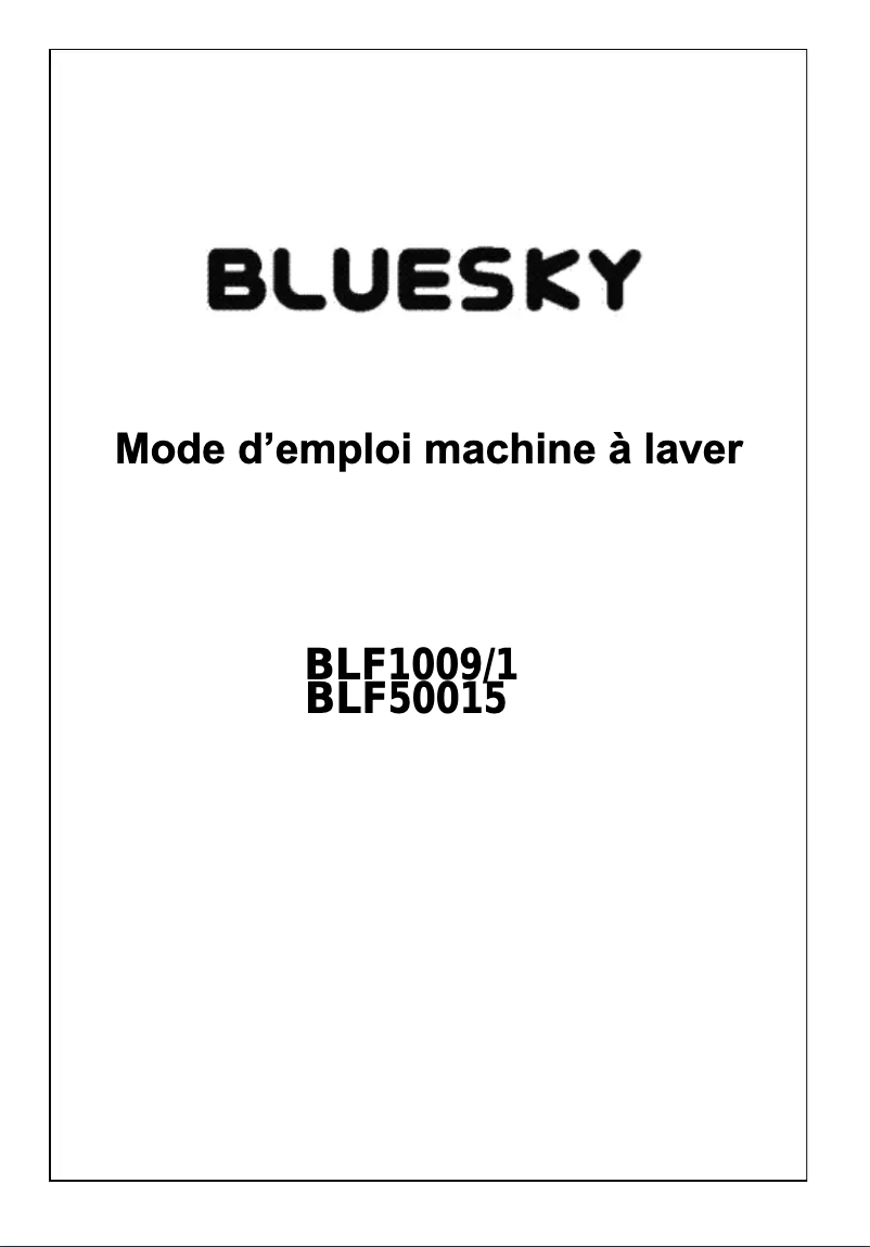Page n°1 - Manuel utilisateur Bluesky BLF 50015