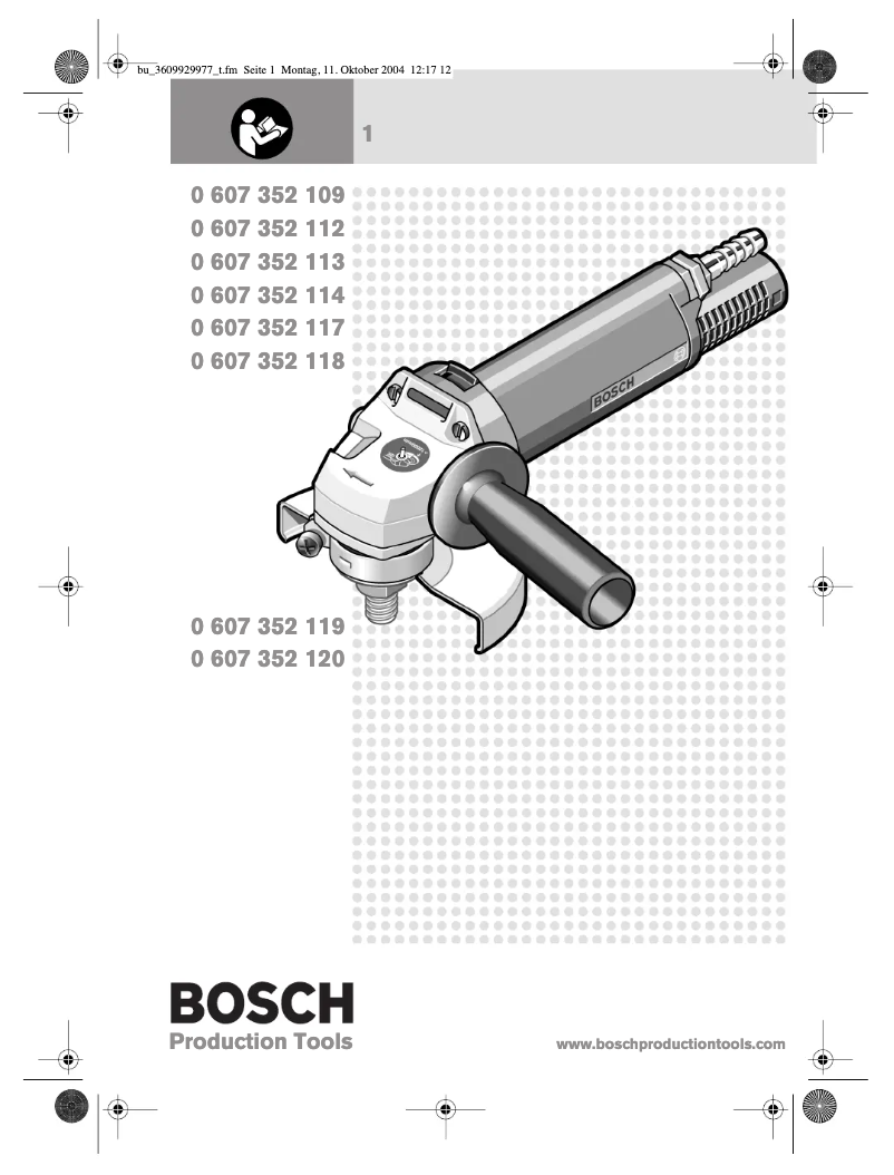 Page 1 de la notice Manuel utilisateur Bosch 0 607 352 112