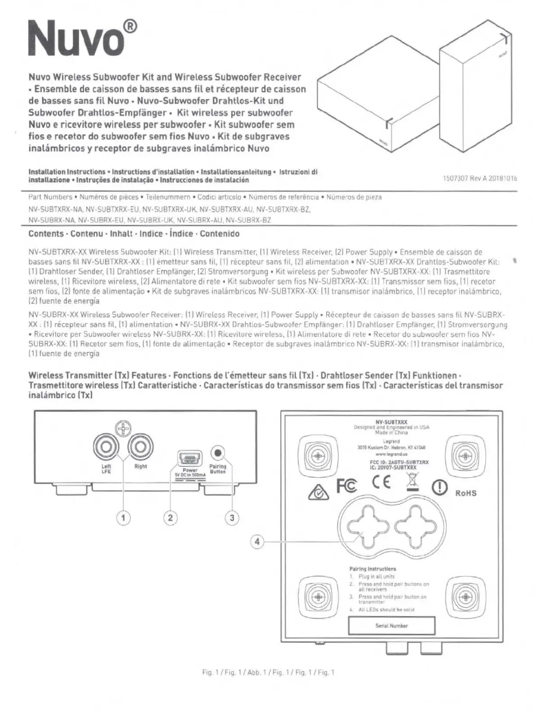 Image de la première page du manuel de l'appareil NV-SUBTXRX