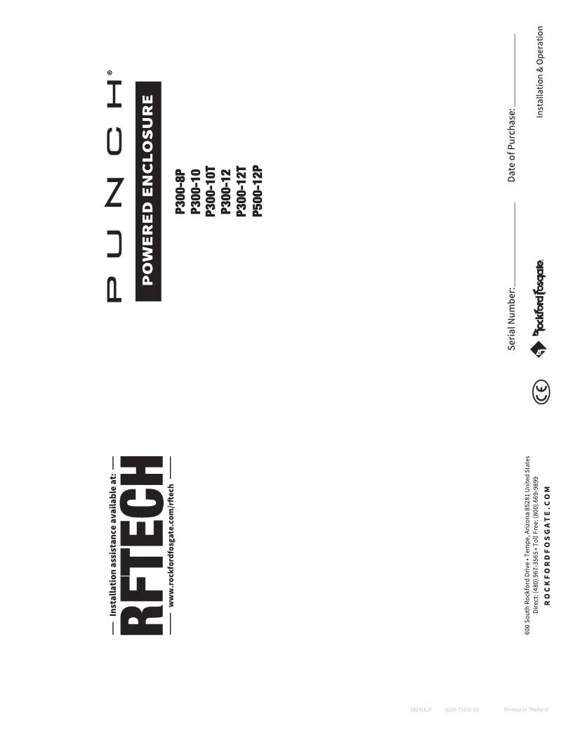 Page n°1 - Manuel utilisateur Rockford Fosgate Punch P500-12P