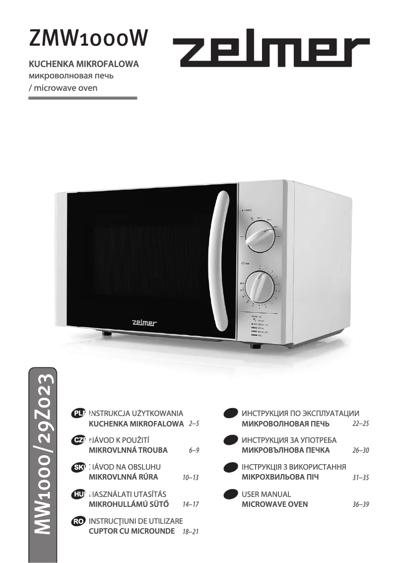 Page 1 de la notice Manuel utilisateur Zelmer ZMW1000W