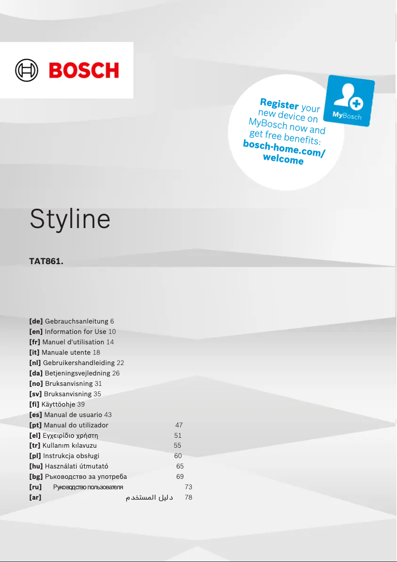 Page 1 de la notice Manuel utilisateur Bosch TAT861