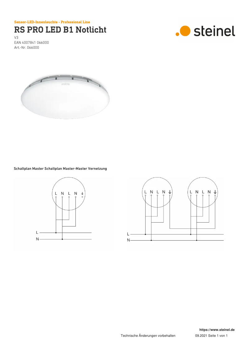 Image de la première page du manuel de l'appareil RS PRO B1 Notlicht S