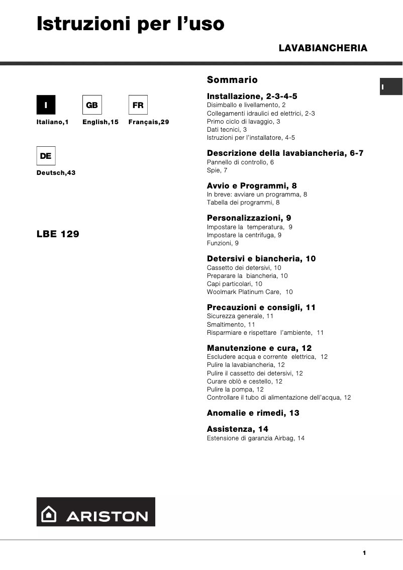 Image de la première page du manuel de l'appareil LBE129