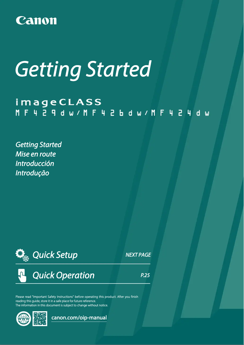 Page 1 de la notice Manuel utilisateur Canon imageCLASS MF424dw