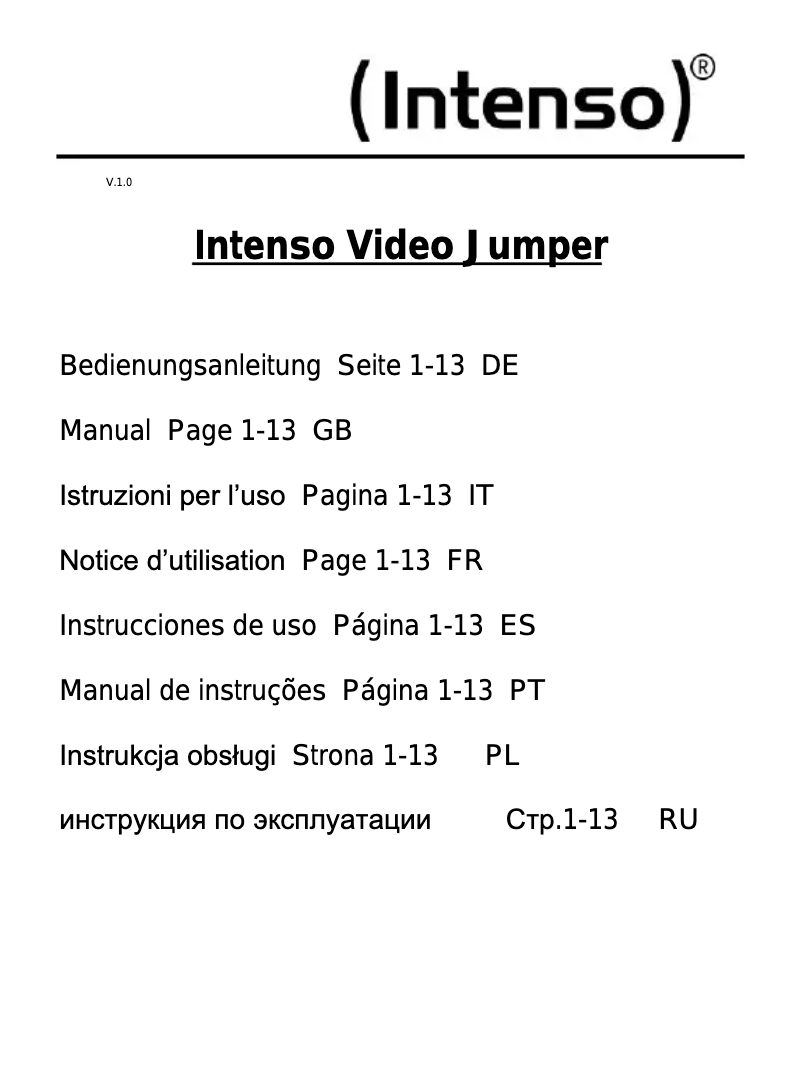 Page 1 de la notice Manuel utilisateur Intenso Video Jumper