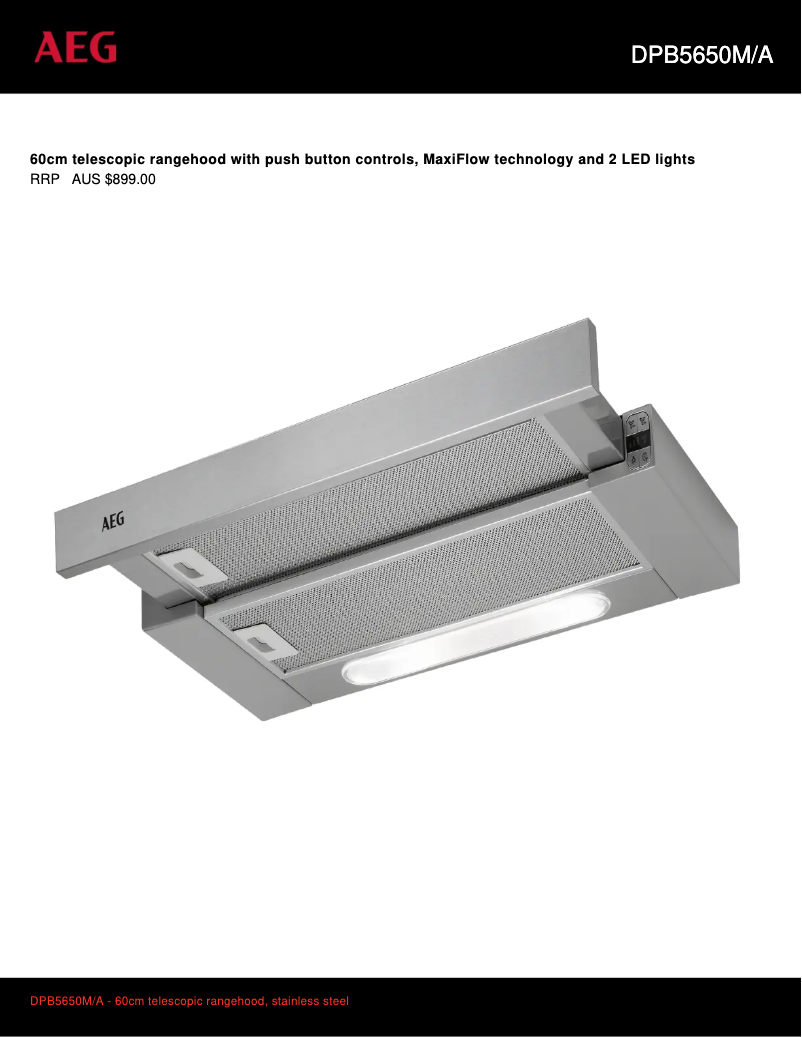 Page 1 de la notice Fiche technique AEG DPB5650MA