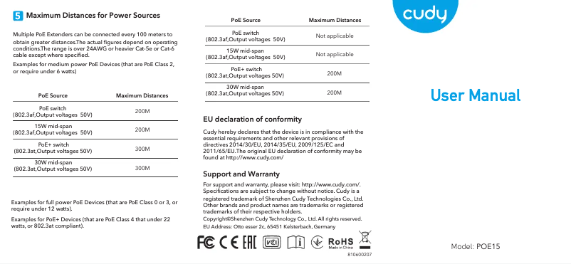 Página 1 del manual Guía de instalación Cudy POE15