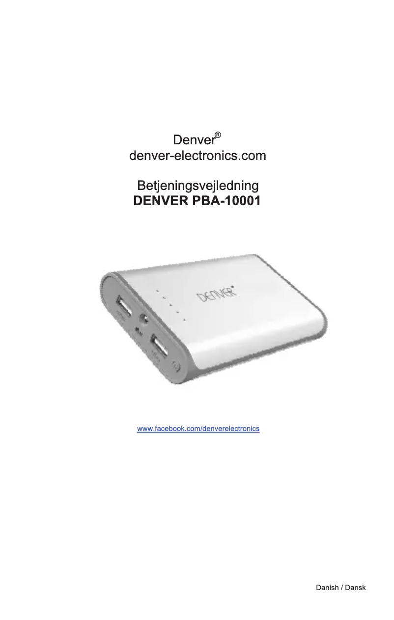Page n°1 - Manuel utilisateur Denver PBA-10001 MK2