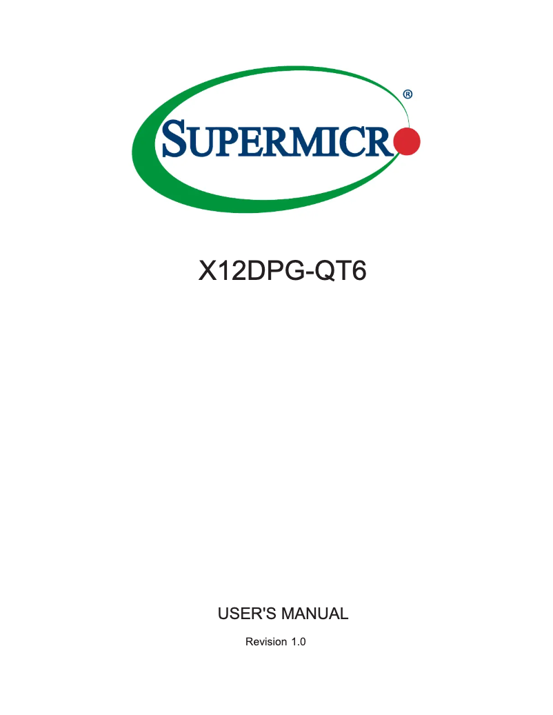 Page 1 de la notice Manuel utilisateur Supermicro X12DPG-QT6