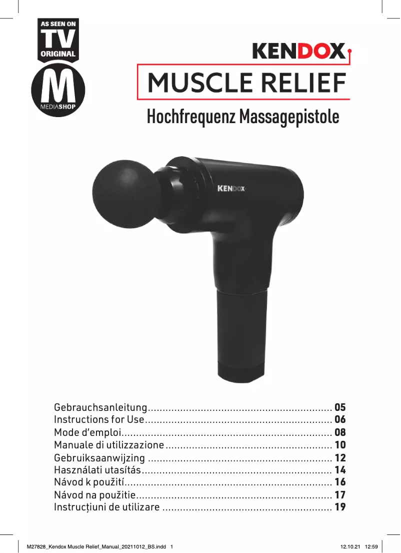 Page 1 de la notice Manuel utilisateur Kendox Muscle Relief