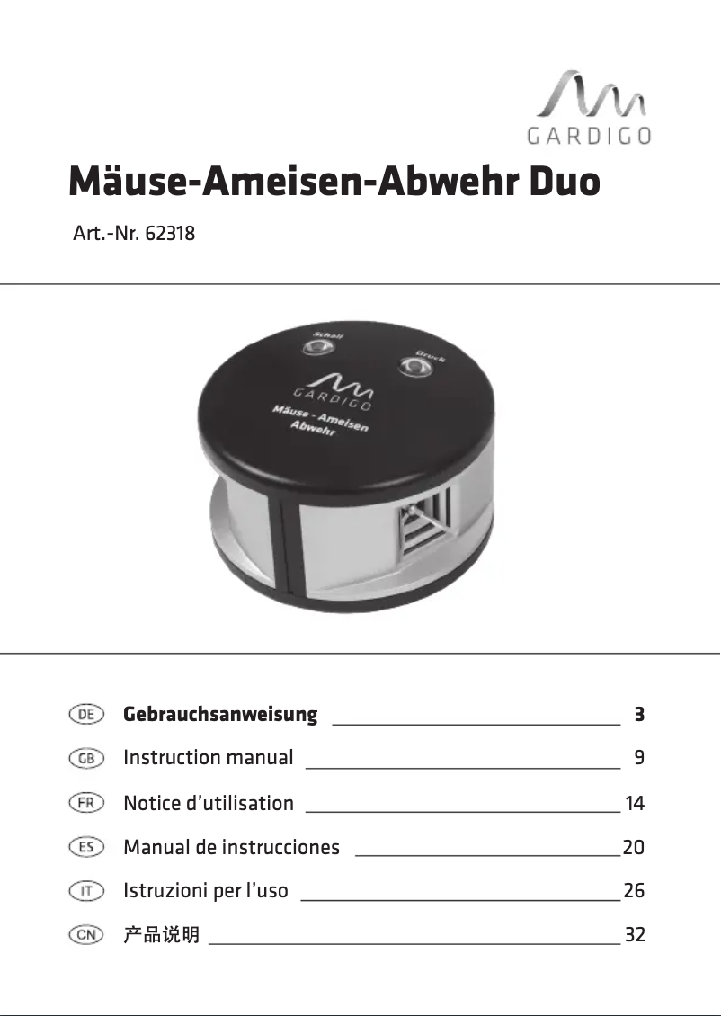 Image de la première page du manuel de l'appareil 62318