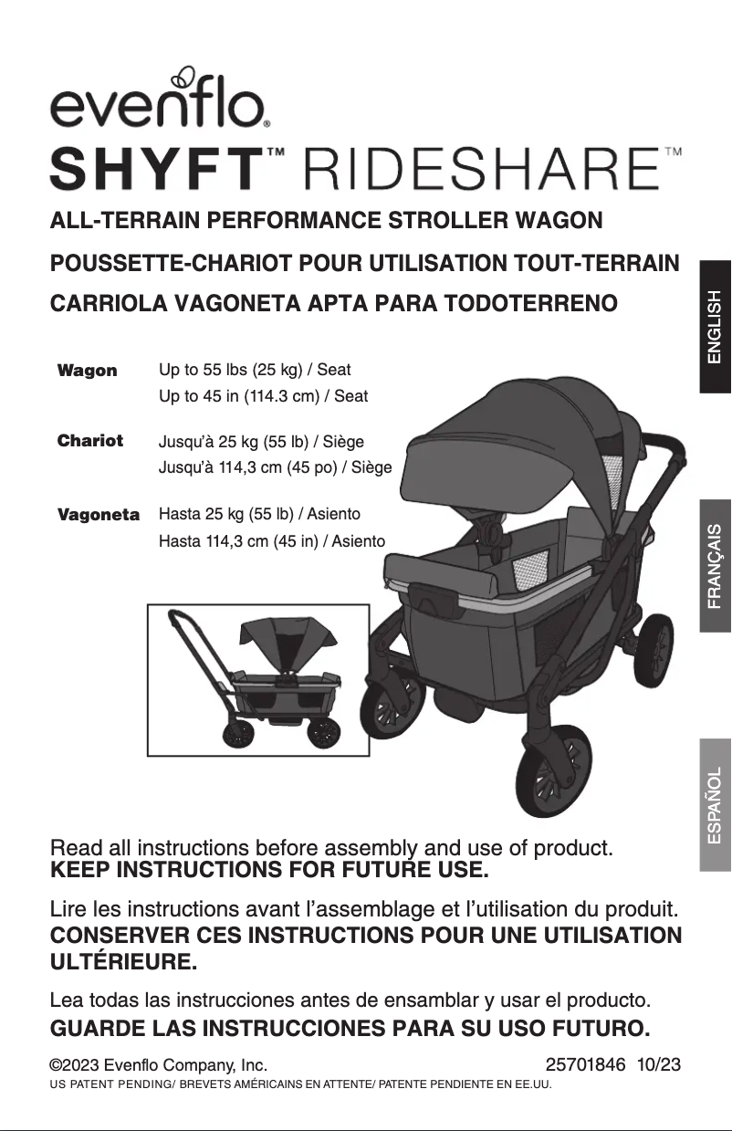 Page 1 de la notice Manuel utilisateur Evenflo Shyft Rideshare