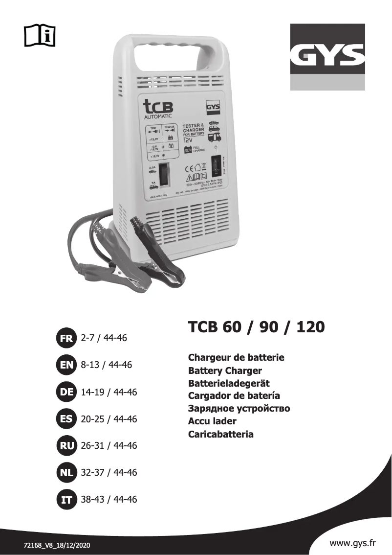 Page n°1 - Manuel utilisateur GYS TCB 90
