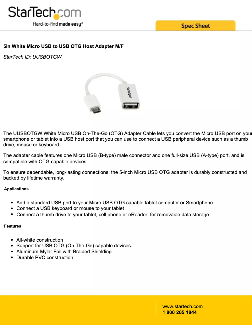 Page 1 de la notice Manuel utilisateur StarTech.com UUSBOTGW