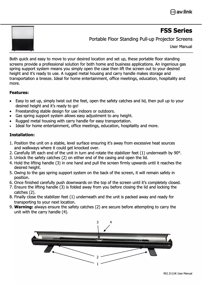 Page n°1 - Manuel utilisateur AV:link FSS80