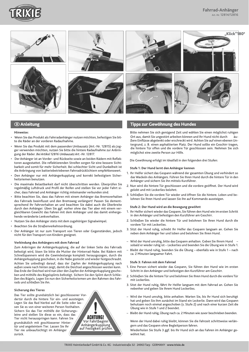 Page 1 de la notice Manuel utilisateur Trixie 12816