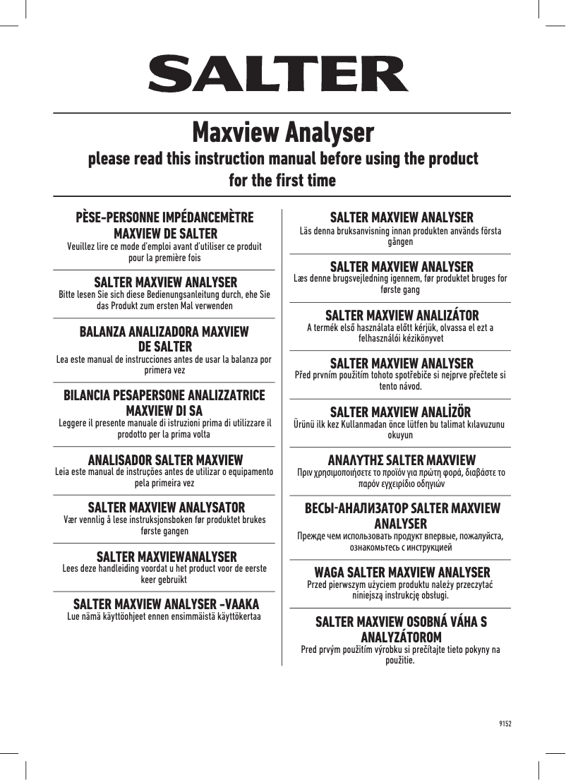 Page 1 de la notice Manuel utilisateur Salter 9152