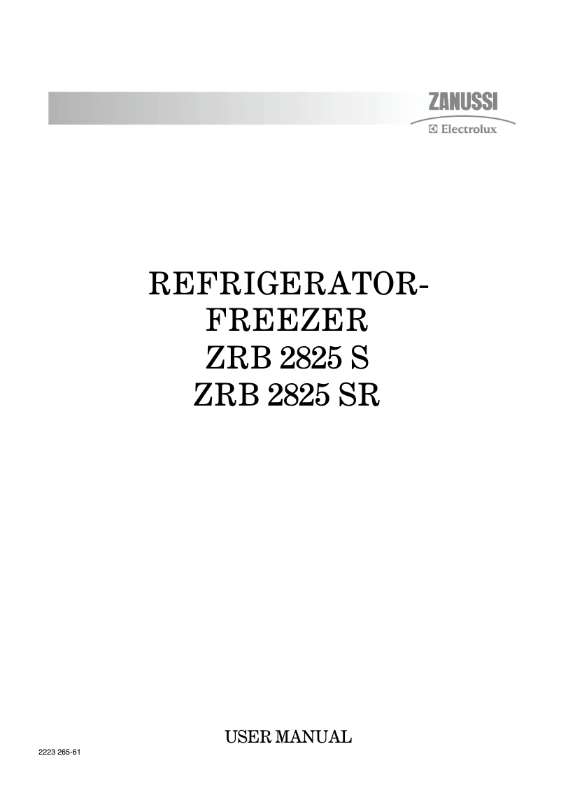 Image de la première page du manuel de l'appareil ZRB2825SR