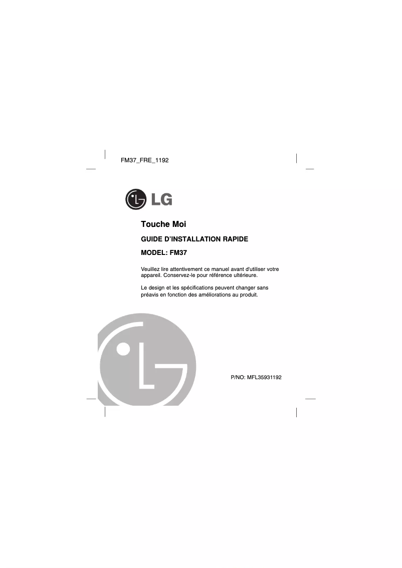 Page 1 de la notice Manuel utilisateur LG MF-FM37S4K
