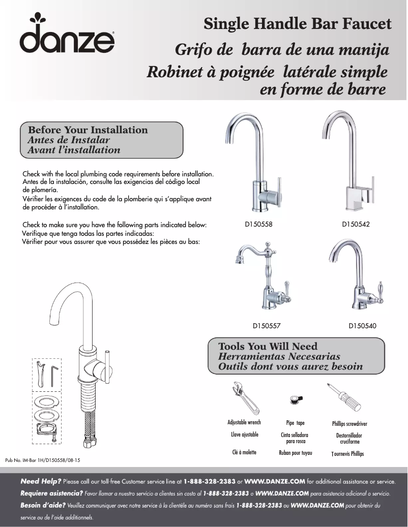 Page n°1 - Manuel utilisateur Danze D150557