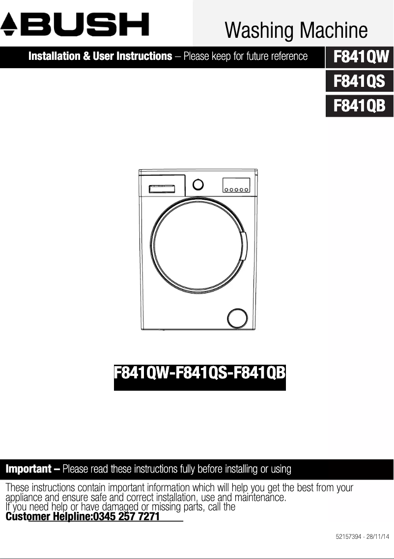 Image de la première page du manuel de l'appareil F841QW