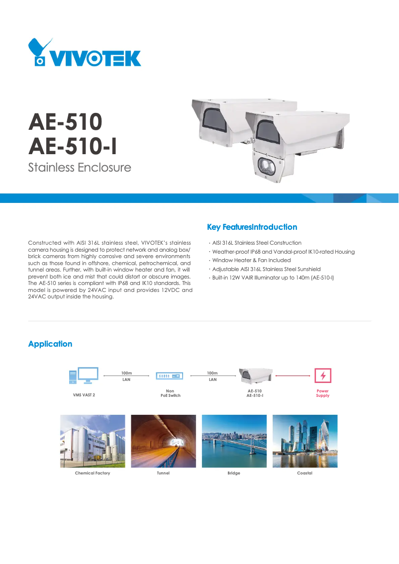 Page 1 de la notice Fiche technique Vivotek AE-510-I