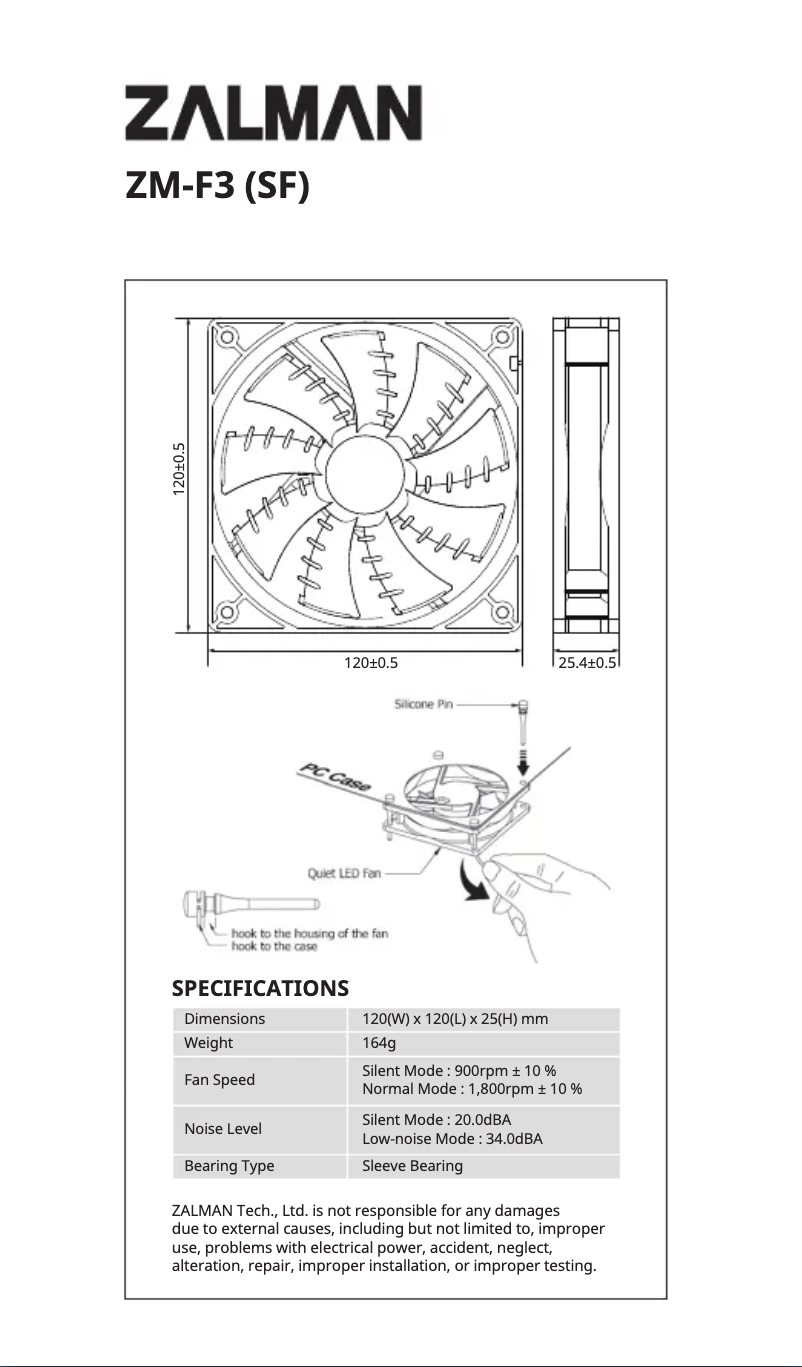 Page 1 de la notice Manuel utilisateur Zalman ZM-F3 LED