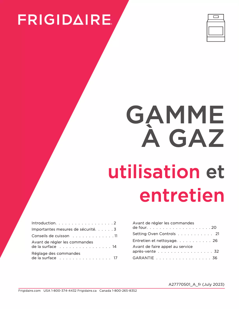 Page n°1 - Manuel utilisateur Frigidaire FCRG3051BB