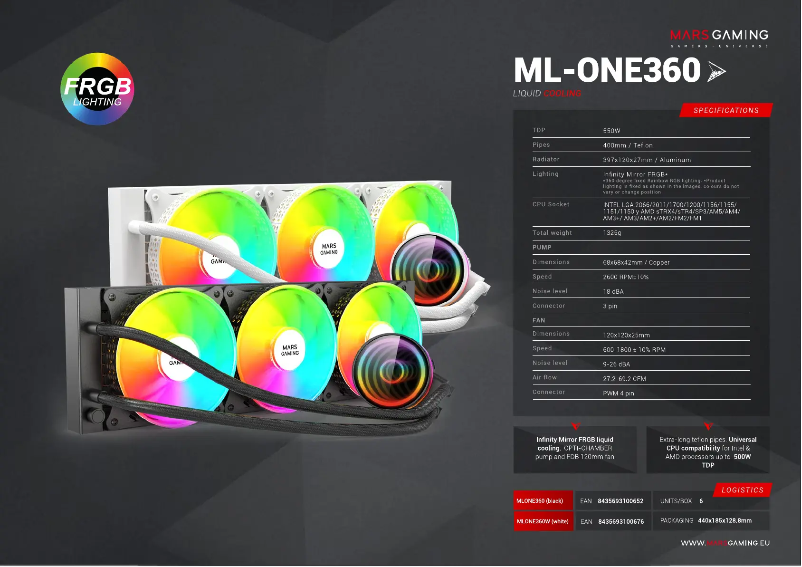 Page 1 de la notice Fiche technique Mars Gaming ML-ONE360