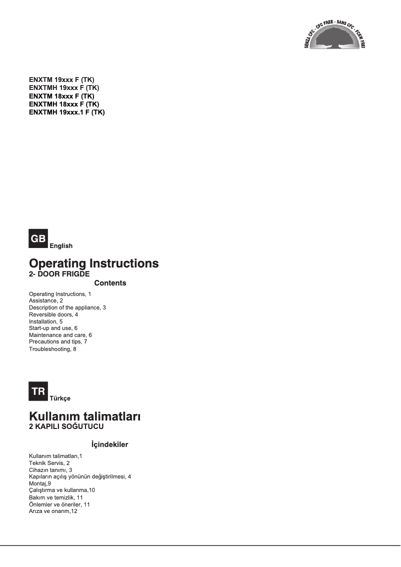 Page n°1 - Manuel utilisateur Hotpoint ENXTM 18212 F (TK)