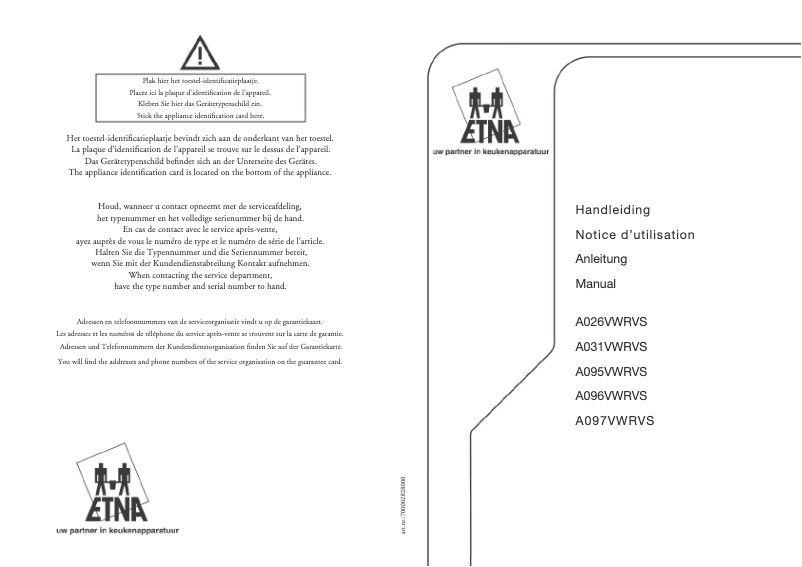 Image de la première page du manuel de l'appareil A096VWRVS