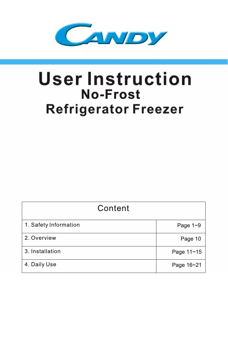 Page 1 de la notice Manuel utilisateur Candy CHDN 5172XN