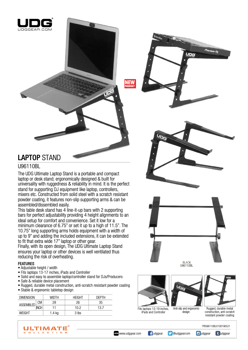 Page 1 de la notice Manuel utilisateur UDG Gear U96110BL