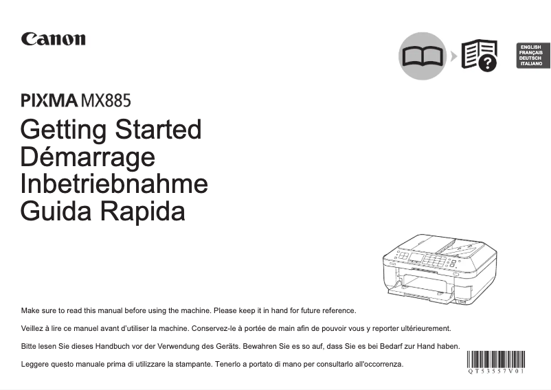 Page 1 de la notice Manuel utilisateur Canon Pixma MX885