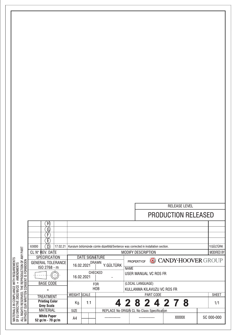 Page 1 de la notice Manuel utilisateur Rosieres ROCTH64CT/2
