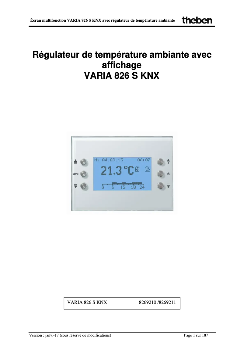 Image de la première page du manuel de l'appareil VARIA 826 S WH KNX