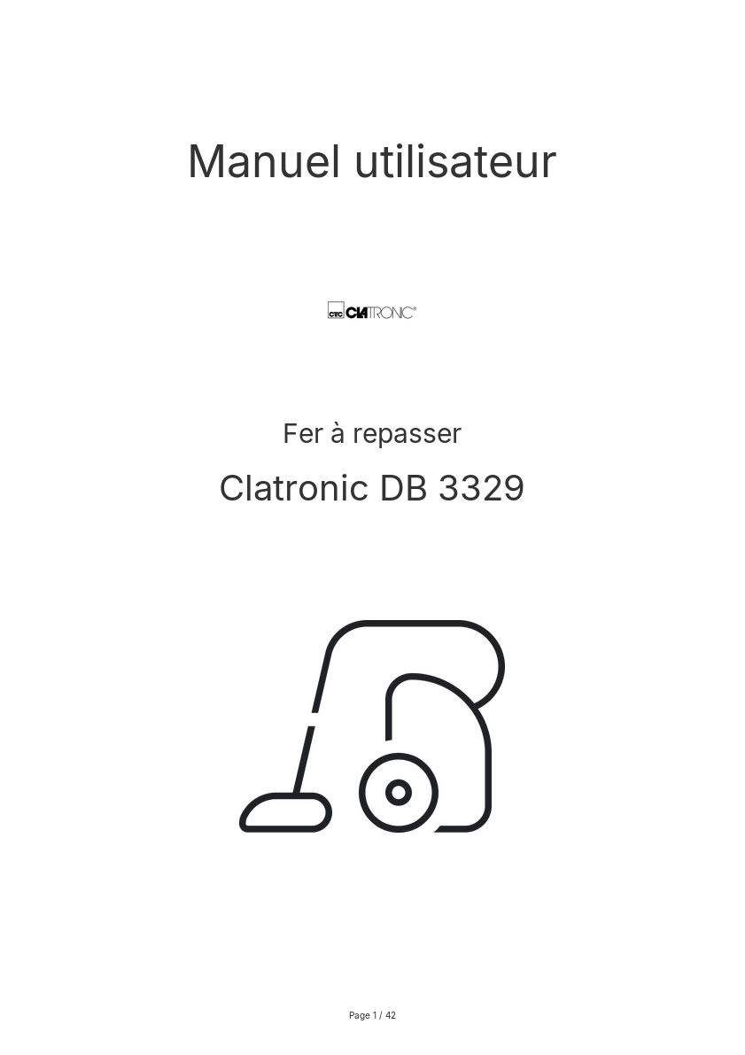 Page n°1 - Manuel utilisateur Clatronic DB 3329