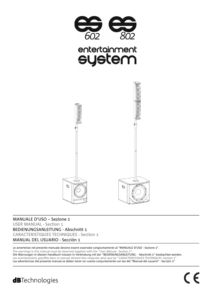Page 1 de la notice Manuel utilisateur DB Technologies ES 602
