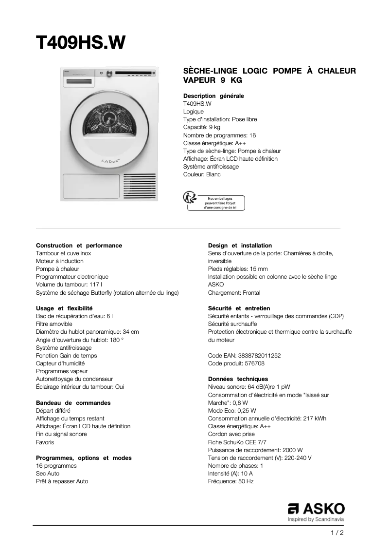 Image de la première page du manuel de l'appareil T409HS