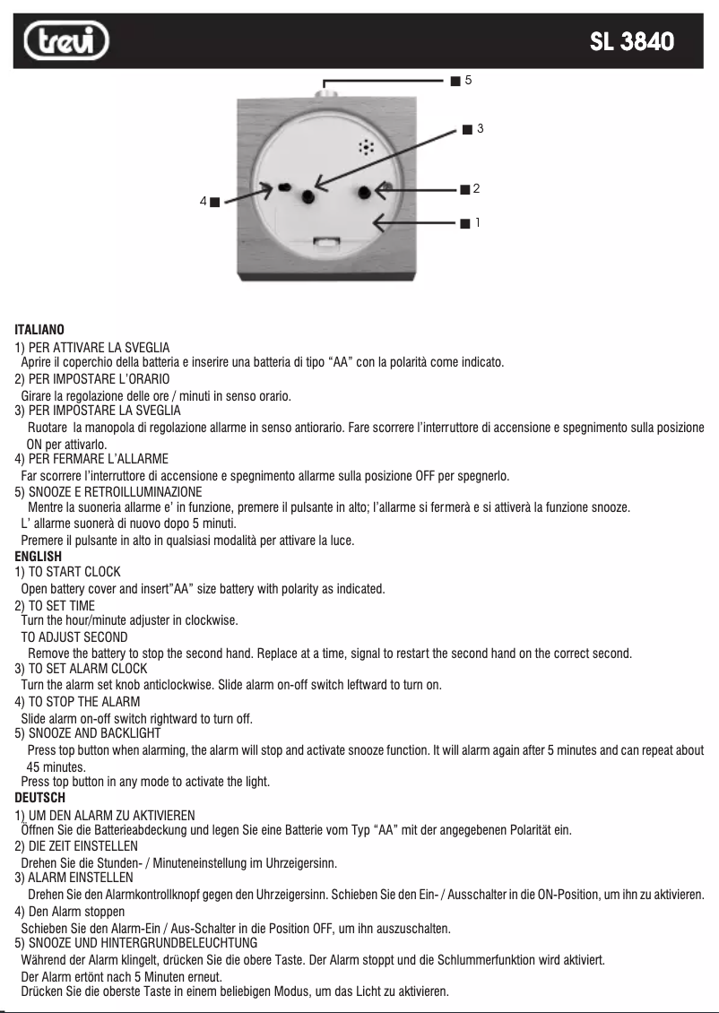 Page n°1 - Manuel utilisateur Trevi SL 3840