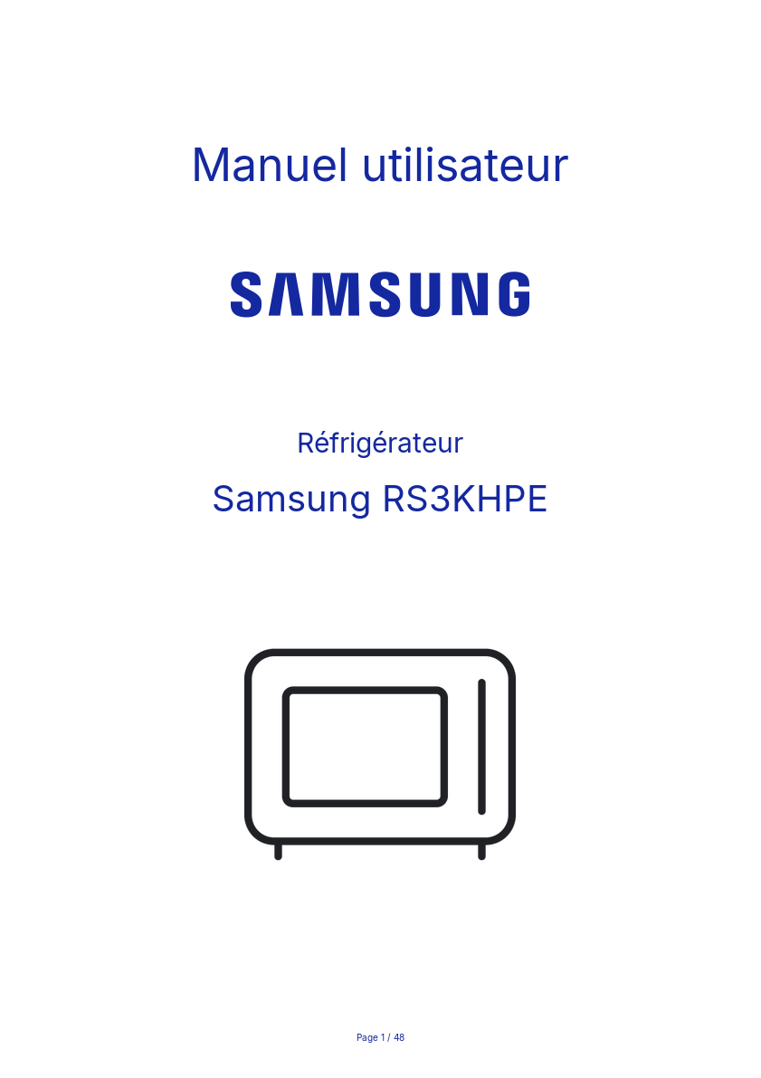 Page n°1 - Manuel utilisateur Samsung RS3KHPE