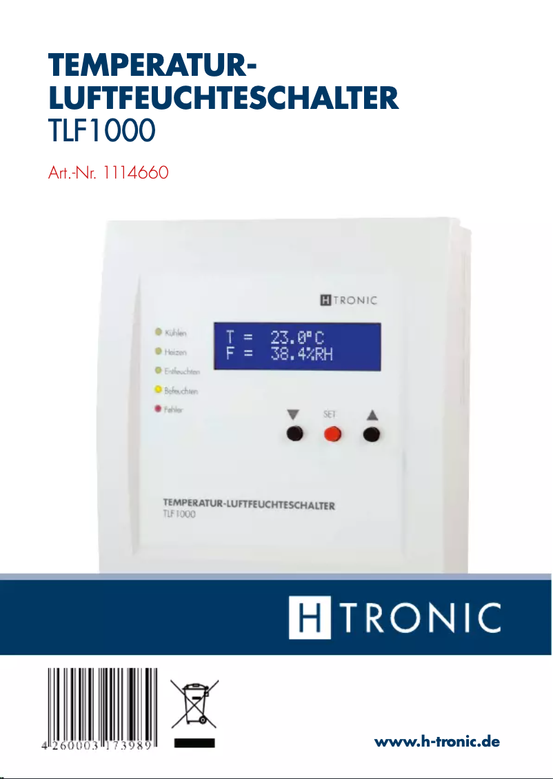 Page 1 de la notice Manuel utilisateur H-Tronic TLF 1000